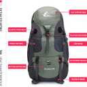 Bseash 50L Hiking Backpack, Water Resistant Lightweight Outdoor Sport Daypack Travel Bag for Camping Climbing Skiing Cycling (Army Green - With Shoe Compartment)
