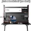 Desktop Hutch Bookshelf,Many Gifts,Metal Desktop Bookcase with pegboard, Desk Shelf, Countertop Storage Organizer Rack for Dorm or Office,Desktop Shelves (Black, 37.4" Lx9.9 Wx39 H)