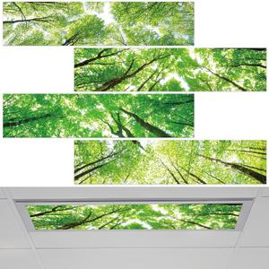 4 Pcs Fluorescent Light Covers with 40 Magnets Decorative for Classroom Ceiling Light 4 x 1 Feet Magnetic Light Covers Filter Easy Install for Office Hospitals & Home Drop Ceiling Supplies (Forest)