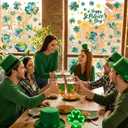 St Patricks Day Window Clings for Glass Windows, Saint Patrick's Day Shamrock Decor, Spring Window Sticker Decal for Gifting and Holidays, 8 Sheets