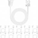 Kanayu 10 Pack 6 ft White Indoor Extension Cord 2 Prong Electric Cord Extender Wire Plug in and End Ac 120 Volts for Outdoor Christmas Connect or Extend String Lights