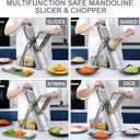 SupMaKin Upgrade Safe Mandoline Slicer for Kitchen,Adjustable Potato Slicer Vegetable Onion Chopper, French Fry Cutter, Include Vegetable Peeler(Gray)