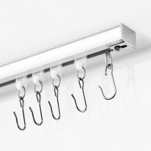 Curtain Track, Ceiling Curtain Track with Roller Hooks, Ceiling Mount Rail Set for Room Divider, 6ft - 9ft (White)