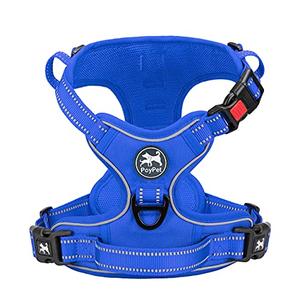 PoyPet No Pull Dog Harness, No Choke Reflective Dog Vest, Adjustable Pet Harnesses with Easy Control Padded Handle for Small Medium Large Dogs(Royal Blue,S)