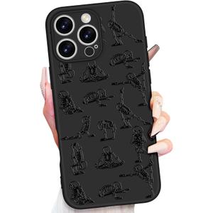 2 x Toycamp for iPhone 16 Pro Max Case - Women Girls Skeleton Dance Cute Phone Cover Black Frosted Slim Fit Design Soft TPU Shockproof Protective Girly Case for iPhone 16 Pro Max 6.9 Inch