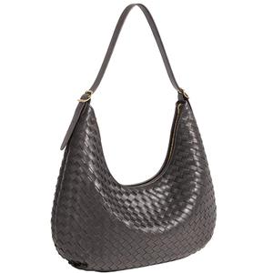 Woven Hobo Bag for Women Crescent Shoulder Bag Soft Zipper Daily Work Handbag Lightweight Trendy Chic Handbag
