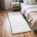Fluffy Rug Shaggy Area Rug, White 3x5 Area Rugs for Bedroom, Small Bedside Rug, Soft Fluffy Shaggy Entryway Throw Rugs for Living Room Bedroom Kids Room Home Decor