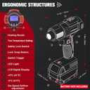 LIVOWALNY Cordless Heat Gun Compatible with Milwaukee 18V Battery, 350W 122~1202 (50-550) Variable Temperature Control Hot Air Gun with LCD Digital Display for Shrink Tubing, Crafts (No Battery)