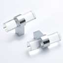 5 Pack Glass Chrome Cabinet Knobs and Pulls - Clear Crystal Kitchen Drawer Handles - T-Bar Dresser Pulls (Single Hole)