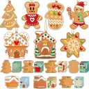 Christmas Ornaments Art and Crafts for Kids - 28pcs DIY Christmas Cutouts with Gingerbread Cookies Man House Christmas Stickers for Tree Home Xmas Party Favors Decorations