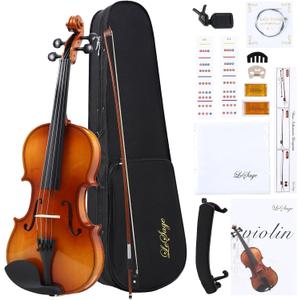 LeSage Violin 1/2 Set,Spruce Top, Maple Back & Sides, Ebony Fingerboard & Pegs,Aluminum-Magnesium Alloy Strings, Ebony Bow, Wood Shoulder Rest,with Case,Tuner, Rosin,Mute,Fingerboard Stickers