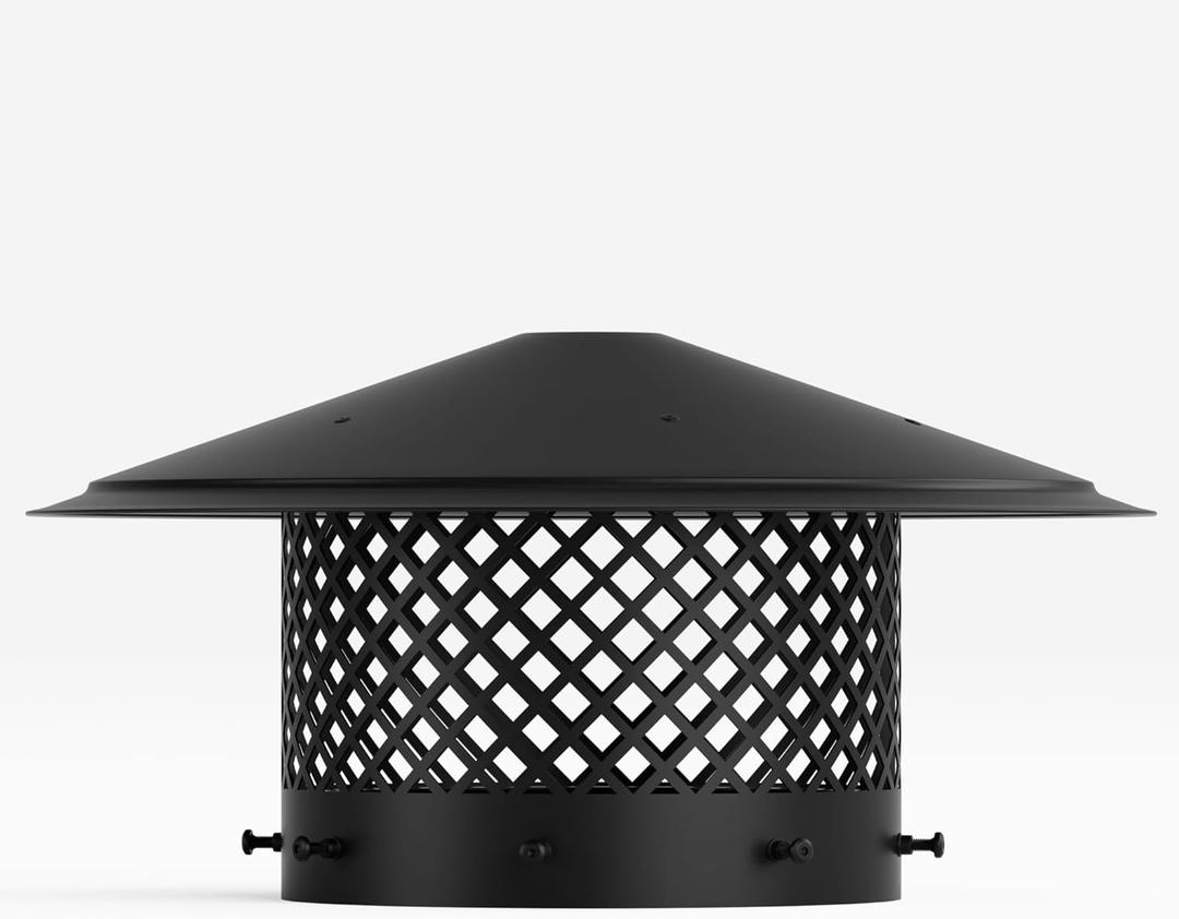10 Inch Chimney Cap Round Chimney Cover, Fireplace Chimney Caps for Outside, Chimney Rain Caps, Roof Vent Cap, All Weather, Easy to Install, Black