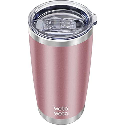WETOWETO 20oz Insulated Stainless Steel Tumbler, Double Wall Vacuum Travel Coffee Mug, Powder Coated Tumbler Cup (Rose Gold,1)