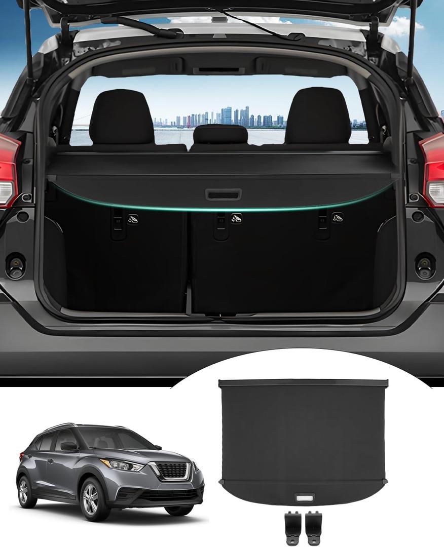 Powerty Cargo Cover for 2018-2024 Nissan Kicks Accessories Trunk Cover Retractable Trunk Shielding Shade Cargo Luggage Cover Withstand The Load