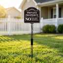 Private Property No Trespassing Sign with Stake, 12x12 inch/40.7 inch High, No Soliciting Sign for House, Weatherproof & Fade-Resistant, Easy to Install for Home, Front Door, Business