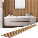 LARWORKS WPC Slat Wall Panels 8 Pack 96" x 8.2", Waterproof Fluted Wall Paneling, Accent 3D Wall Panel for Wall Decor, Bathroom, Bedroom, Office - Widen High Grille Elm (Cover Approx.44 sq.ft)