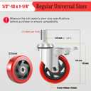 5 Inch Stem Caster Wheels Heavy Duty, 1/2 Threaded Stem Casters Set of 4 (1/2"-13x1.25) - 2500 LBS Load Capacity, PE Wheels for Machinery, Carts, Dollies, Workbenches & Furniture