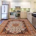 Area Rug for Living Room, 5x7Ft Machine Washable Orange Rugs for Bedroom, Non-Slip Vintage Carpet for Office Dining Room Nursery Farmhouse