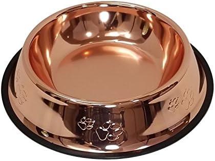 Petsentials Non-Skid Stylish Food Bowl for Your Pet, Premium Grade Stainless Steel - Elegant Bronze (18oz (2-1/4 Cups))