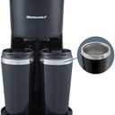 Elite Gourmet EHC116 Dual Drip Double Coffee Maker Brewer Includes Two 14 Oz Stainless Steel Interior Thermal Travel Mugs, Compatible with Coffee Grounds, Reusable Filter, Black