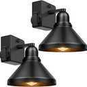 Brightever Motion Sensor Outdoor Wall Lights, Dusk to Dawn Porch Lights Outdoor Wall Sconces, Exterior Barn Lighting Fixtures with Outlet, Black Outside Lights for House, 2-Pack