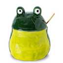 dgudgu Frog Salt Cellar With Lid And Spoon Ceramic Salt Container Green Salt Box Cute Salt Containers For Countertop– Elegant Salt Holder For Countertop Missing Spoon