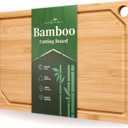 Kitsure Bamboo Cutting Board - Multi-Sizes Wooden Cutting Boards for Kitchen, Convenient Kitchen Essentials with Deep Juice Grooves Cutting Board for Chopping & Serving, Large, Natural