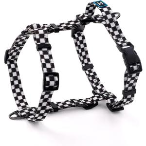 Roses&Poetry Dog Harness Small Sized Dog, 6 Point Adjustable Fit No Pull Harness with Handle for Control and Easy Walking, Reflective Pet Halter Harnesses（Blackwhite-S）