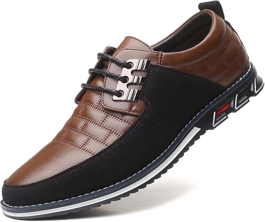 Mens Dress Shoes Casual Business Oxford Derby Orthopedic Leather Shoes Simple Lace-up Walk Loafers Flats Shoes for Men, Size 9