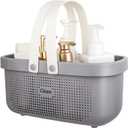 JiatuA Plastic Storage Basket with Handle Portable Shower Caddy Tote Organizer Basket Bin for Bathroom Kitchen Dorm Room Bedroom, Gray (Large, Grey)