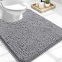 OLANLY Toilet Rugs U-Shaped 24x20, Extra Soft Absorbent Chenille Contour Bathroom Rugs for Toilet, Dry Quickly, Machine Washable, Non-Slip Bath Mat, Grey