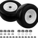 HQPASFY 13x6.50-6 Flat-Free Lawn Mower Tire & Wheel Set of 2, Zero-Turn Mower Front Tires with 1/2" & 5/8" Bearings, Solid Smooth Puncture-Proof Replacement for Lawn Mowers & Zero-Turn Mowers, White