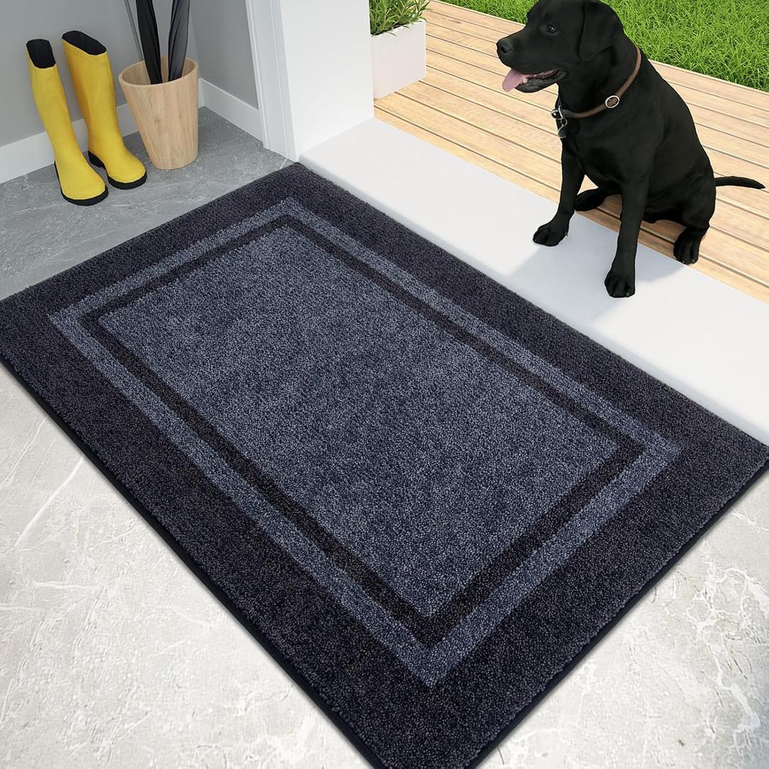 PURRUGS Dirt Trapping Door Mat 24" x 36", Non-Slip/Skid Machine Washable Entryway Rug, Shoes Scraper, Area Rug, Super Absorbent Welcome Mat for Muddy Wet Shoes and Paws, Bluish Grey & Charcoal PURRUGS Dirt Trapping Door Mat 24" x 36", Non-Slip/Skid Machine Washable Entryway Rug, Shoes Scraper, Area Rug, Super Absorbent Welcome Mat for Muddy Wet Shoes and Paws, Bluish Grey & Charcoal