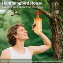 Hummingbird House, Wooden Hummingbird Houses for Outside - Handcrafted Natural Wood Birdhouse with Complete Hanging Kit (Bow & String) - Premium Gardening Gifts Decoration (Style-3, 4 Pack)