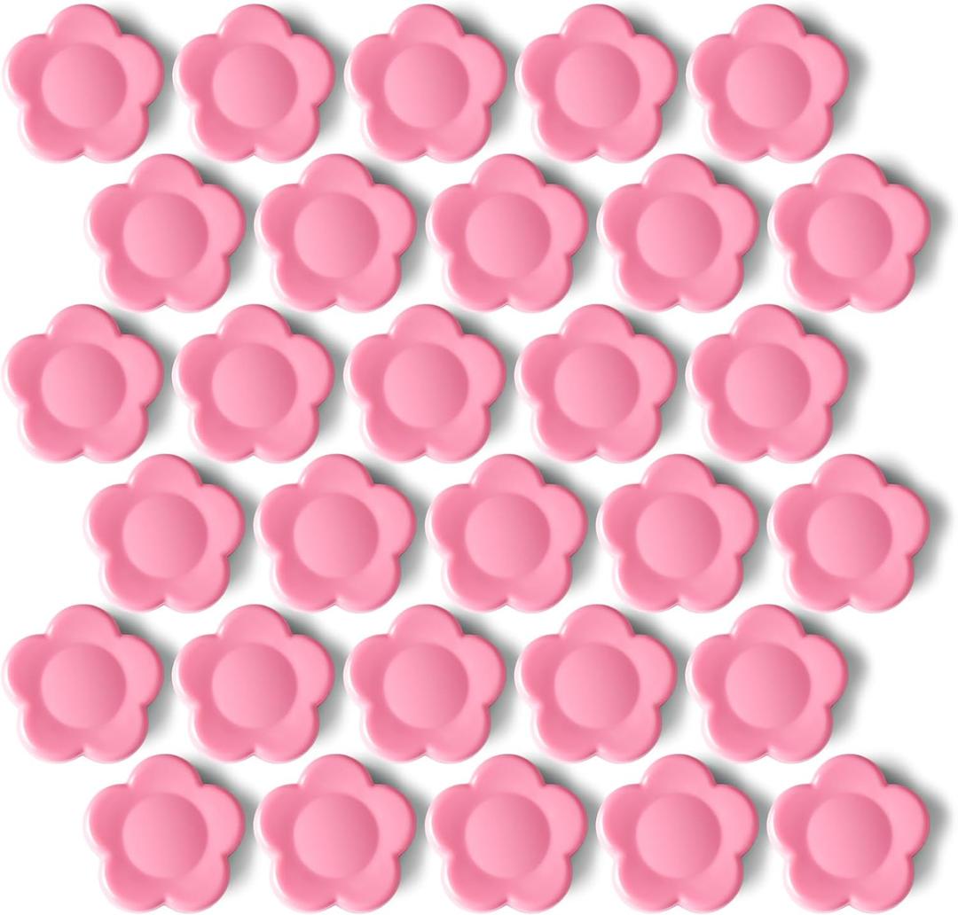 30 Pack Heavy Duty Fridge Magnets - Small Strong Refrigerator Magnets for Whiteboard, Kitchen, Office, Classroom - Decorative Cute Mini Sunflower Petal Magnets for Maps, Lockers, Crafts (Pink)