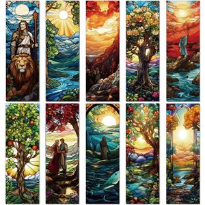 Catholic Stained Glass Bookmark Gifts - Cosmisun 20 Pcs Religious Christian Transparent PVC Bookmarks Saints Jesus Book Mark Page Marker Clips for Women Men Book Lovers Reader Church Sunday School