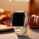 Fullmosa Bands Compatible with Apple Watch Band 46mm Series 11 10, Stainless Steel iWatch Band with Case for Apple Watch, Rose Gold