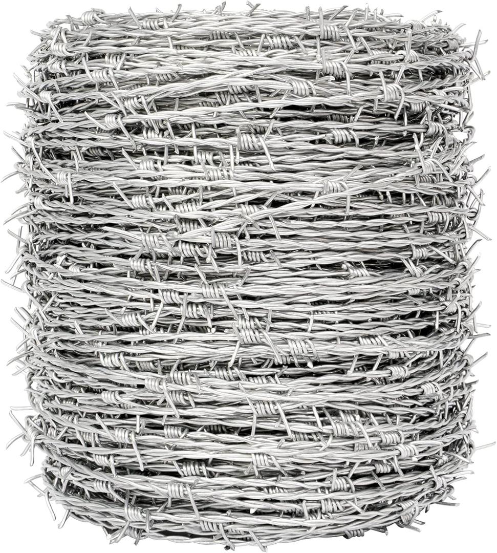 Real Barbed Wire, 1320FT, 4 Point Barbed Wire Roll 18 Gauge, Fence for Crafts, Critter Deterrent, Bird Feeder, Garden