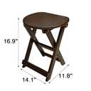 Vlush Solid Wood Folding Stool, Rubberwood Portable Chair with Handle, Sturdy Semi-Circular Folding Stool Chair for Dorm Room, Living Room, Kitchen, Bedroom, Dresser and Outdoor Dining Fishing. Brown