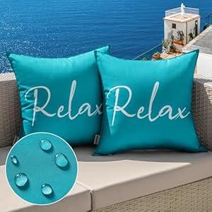 MIULEE Outdoor Waterproof Throw Pillow Covers Set of 2 Relax Decorative Outdoor Square Pillowcases for Chair Patio Garden Couch Tent Balcony Sofa 18x18 Inch