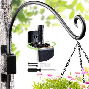 Swivel Bird Feeder Hanger Hook: Swivel Hanging Plant Bracket Outdoor - Wall Mount Hanging Hook for Bird Feeder 16-Inch