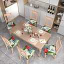 Stretch Dining Chair Seat Covers Set of 6,Dining Chair Slipcovers, Floral Printed Chair Covers,Soft Fabric Washable Upholstered Chair Seat Protector, No Rear Covers for Home Kitchen Dining Room (Summer Flowers B)