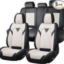 for Toyota Camry Seat Covers 2001-2026,Premium Leather, 360° Full Protection, Thick Padding & Memory Foam, Waterproof & Stain-Resistant Car Seat Cover Full Set (5 Seat,Cream White)