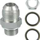 uxcell Universal 10AN-M18x1.5 Turbo Oil Pan Return Drain Plug Adapter Oil Pan Return Drain Plug Fitting with Bolt and Sea O-Ring Rust Resistance Metal Steel Bolt On Type Silver Tone