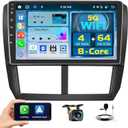 8 Core 4+64GB Android 15 Car Stereo for Subaru Forester Impreza WRX 2008-2012 Wireless Carplay Android Auto, 9'' Touchscreen Car Radio with GPS, WiFi, 32EQ DSP, 59 UI, Bluetooth, FM RDS, Backup Camera