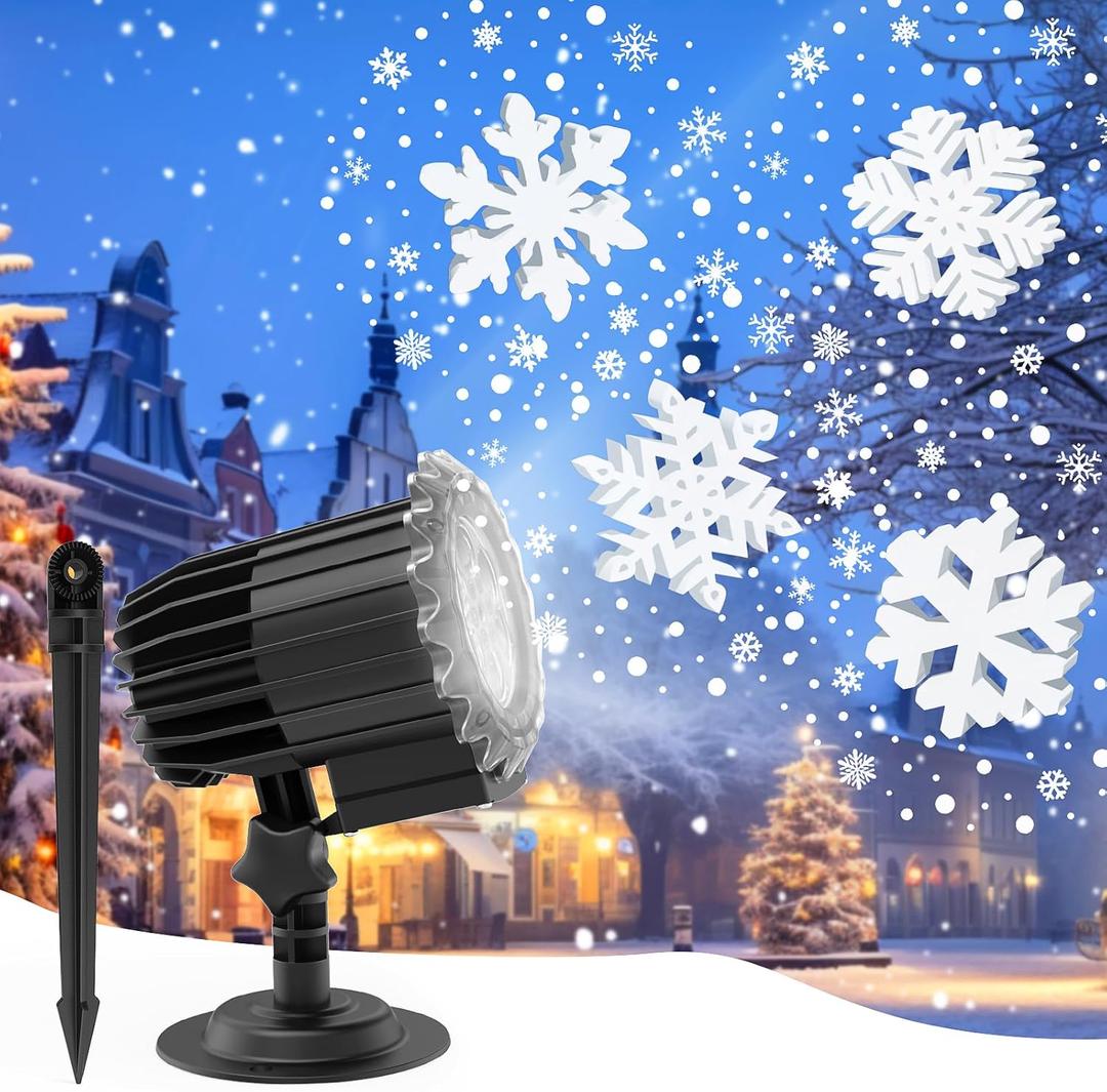 Snowflake Christmas Projector Lights Outdoor, Dynamic 3D Snowflake Projection Light for Indoor Outdoor Christmas Decoration, Waterproof Led 2025 Upgraded