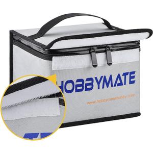 HOBBYMATE Lipo Safe Bag Fireproof, Lipo Safe Bag for Lipo Battery Storage and Charging, Lipo Battery Transporting Bag with Double Zipper (260x130x150mm)