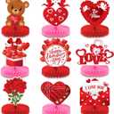 KatchOn, Valentines Day Centerpiece for Table - Pack of 9 | Red, Pink Valentines Day Table Decorations | Valentine Honeycomb Centerpieces for Valentines Day Decorations | Valentines Table Decorations