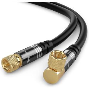 BlueRigger RG6 Digital Coaxial Audio Video Cable (6FT, 90 Angled to Straight Male F Type Connector, Triple Shielded) - HDTV, CATV, DVB-T2/C/S, Cable Modem, Radio, Satellite Receivers