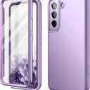 SURITCH for Samsung Galaxy S22 Case, [Built-in Screen Protector] Full Body Protection Shockproof Rugged Bumper Slim Soft Silicone Protective Cover for Galaxy S22 6.1 Inch - Pure Purple